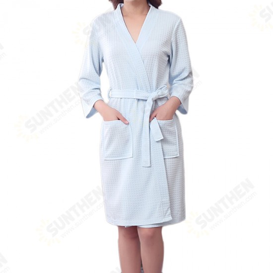 BX-987 Towel Bathrobe Dressing Gown Unisex Men Women Solid Cotton Waffle Sleep Lounge