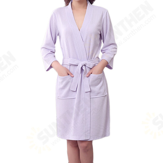 BX-987 Towel Bathrobe Dressing Gown Unisex Men Women Solid Cotton Waffle Sleep Lounge