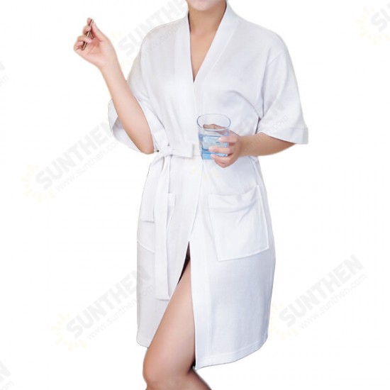 BX-988 Towel Bathrobe Dressing Gown Unisex Men Women Solid Cotton Couple Waffle Sleep Lounge