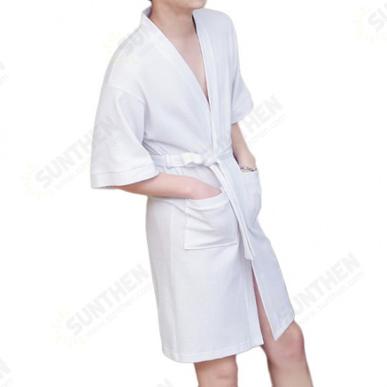 BX-988 Towel Bathrobe Dressing Gown Unisex Men Women Solid Cotton Couple Waffle Sleep Lounge