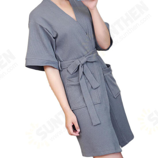 BX-988 Towel Bathrobe Dressing Gown Unisex Men Women Solid Cotton Couple Waffle Sleep Lounge