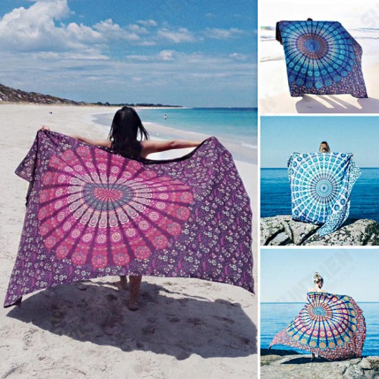 WX-17 150x210cm Bohemian Style Polyester fiber Beach Towel Shawl Mandala Rectangle Bed Sheet Tapestry