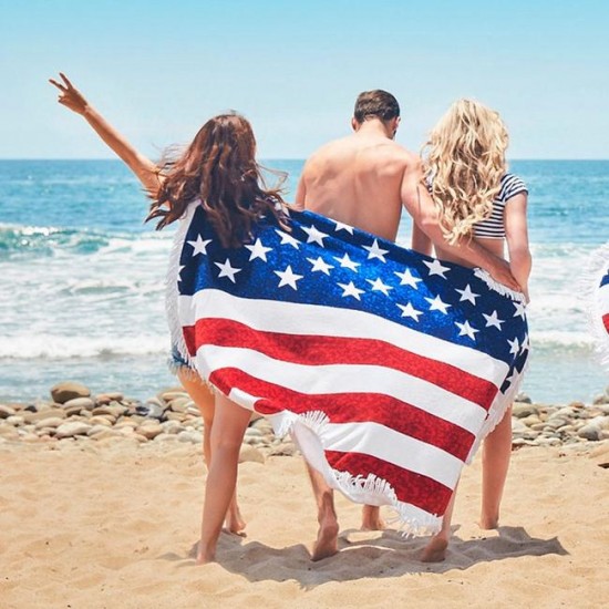 WX-93 Bohemian Tapestry The American Flag Beach Towels Yoga Mat Camping Mattress Bikini Cover