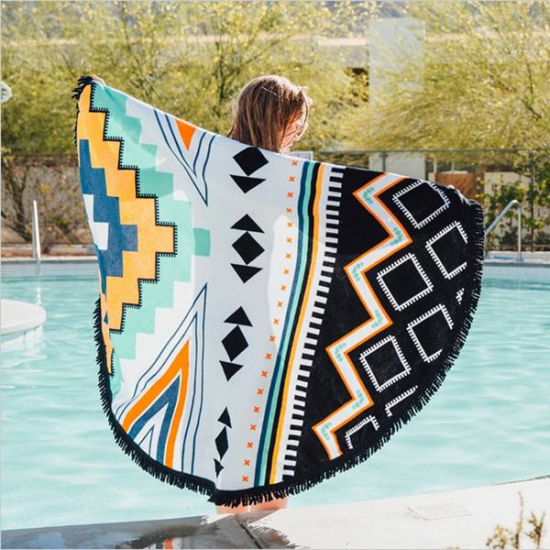 WX-992 150cm Bohemian Style Thin Tassel Beach Towel Round Silk Scarf Bed Sheet Tapestry