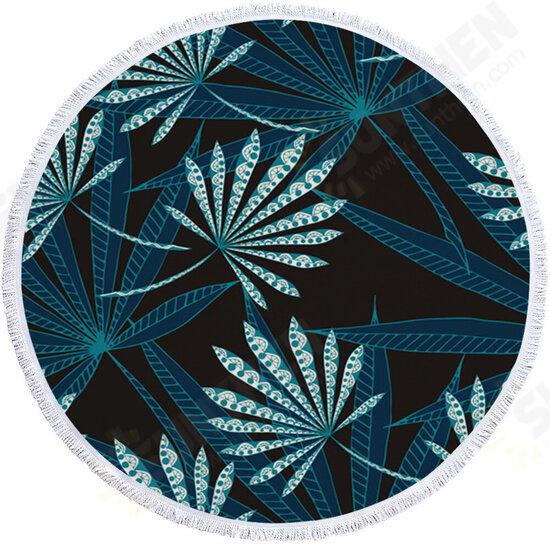 Tropical Plants Printed Microfiber Beach Towel Round Fabric Bath Towels For Living Room