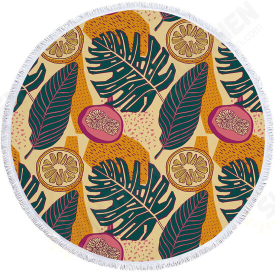 Tropical Plants Printed Microfiber Beach Towel Round Fabric Bath Towels For Living Room