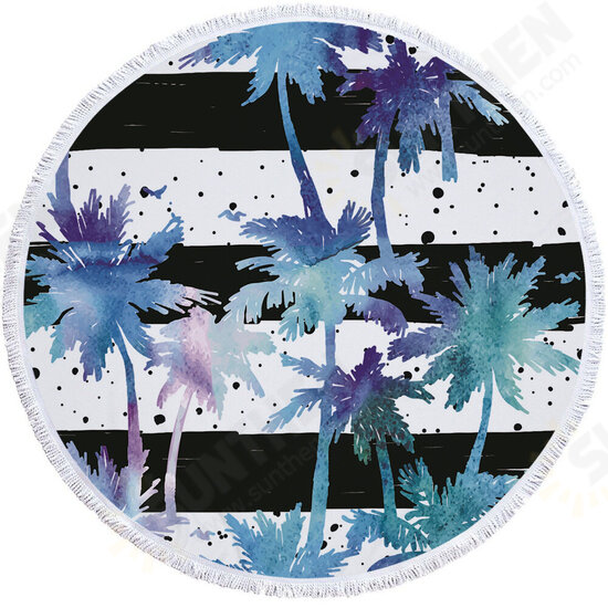 Tropical Plants Printed Microfiber Beach Towel Round Fabric Bath Towels For Living Room