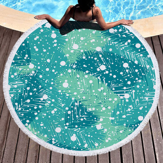 Tropical Plants Printed Microfiber Beach Towel Round Fabric Bath Towels For Living Room