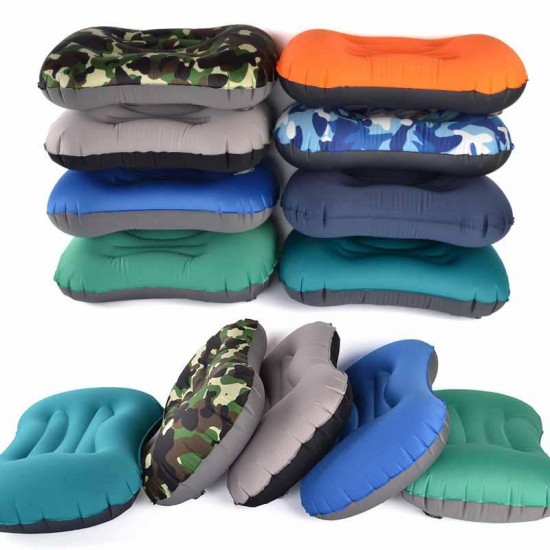 Outdoor Travel Air Inflatable Pillow Sleep Headrest Neck Massage Folding Cushion