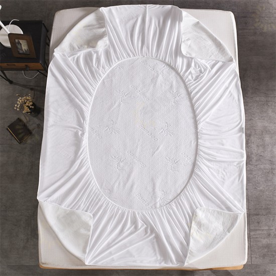 Waterproof Bamboo Jacquard Mattress Topper Protector Cover Pad Hypoallergenic Bedding Set