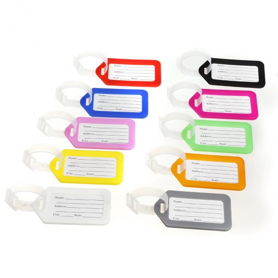 10 Pcs Luggage Bag Tag Name Address ID Label Plastic Travel Bag Tags for Suitcase Bag