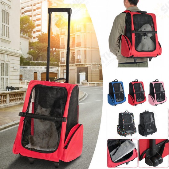 2 In 1 Pet Carrier Backpack Dog Cat Puppy Cart Breathable Outdoor Travel Bag