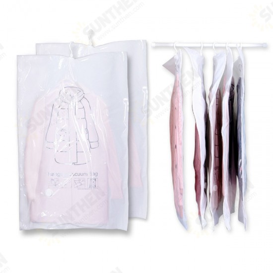 5Pcs Hanging Vacuum Sealed Cloth Hanger Storage Bags With Hand Pump