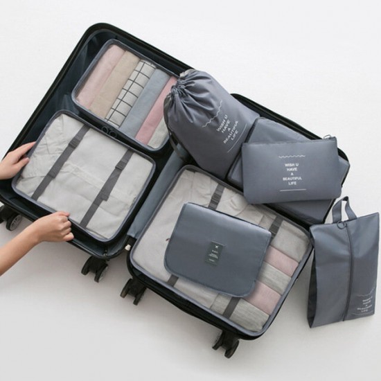 8 Pieces Set Folding Clothes Organizer Mesh Drawstring Underwear Pocket Travel Clothing Shoe Wash Storage Travel Bag