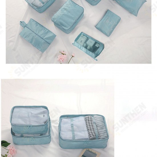 8 Pieces Set Folding Clothes Organizer Mesh Drawstring Underwear Pocket Travel Clothing Shoe Wash Storage Travel Bag