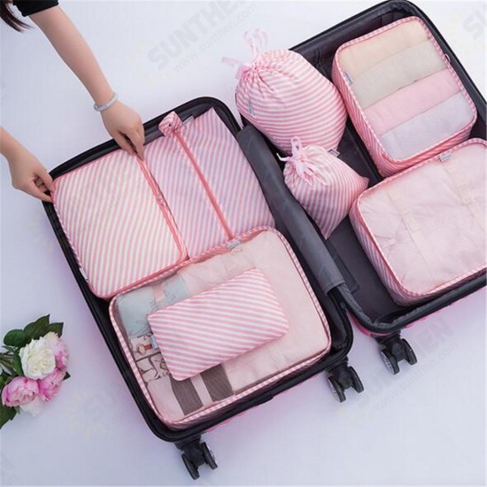 8PCS Travel Luggage Organizer Set Storage Pouches Suitcase Packing Bags