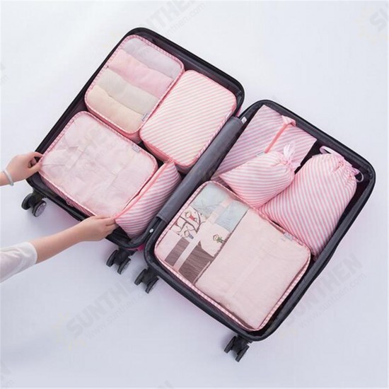 8PCS Travel Luggage Organizer Set Storage Pouches Suitcase Packing Bags