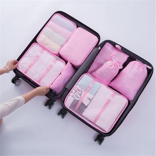 8PCS Travel Luggage Organizer Set Storage Pouches Suitcase Packing Bags