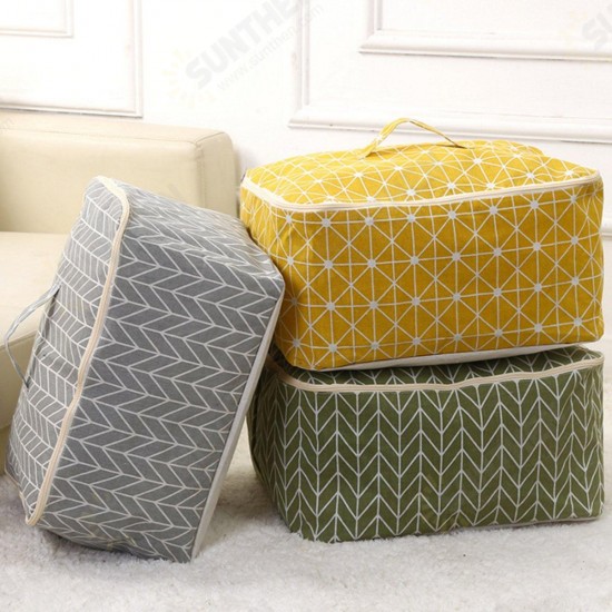 Cotton Linen Quilts Storage Bag Clothes Organizer Bag Folding Camping Travel Luggage Bag