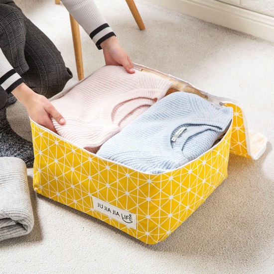 Cotton Linen Quilts Storage Bag Clothes Organizer Bag Folding Camping Travel Luggage Bag