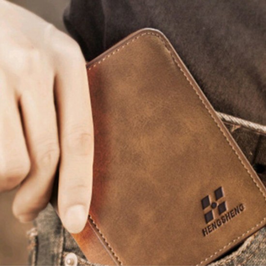 Men's Vintage RFID Blocking Trifold Wallet PU Leather ID Credit Card Holder