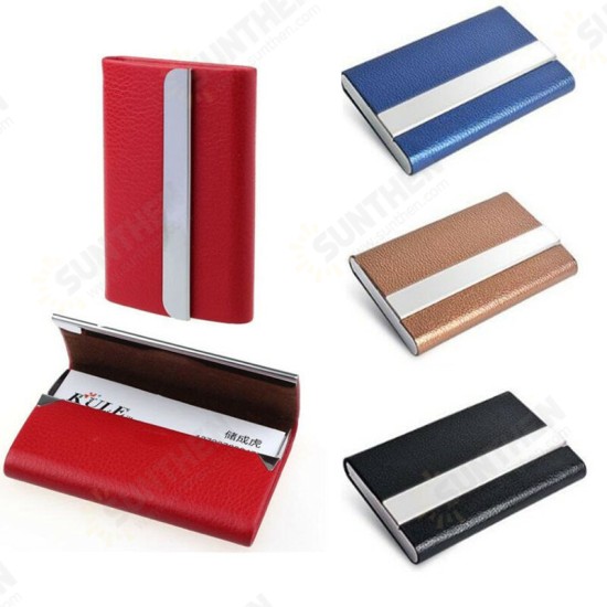 Ultra-thin Minimalist PU Wallets Stainless Steel Metal Card HolderPortable ID Card Storage Box for Men