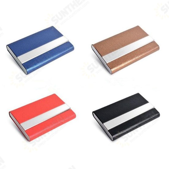 Ultra-thin Minimalist PU Wallets Stainless Steel Metal Card HolderPortable ID Card Storage Box for Men