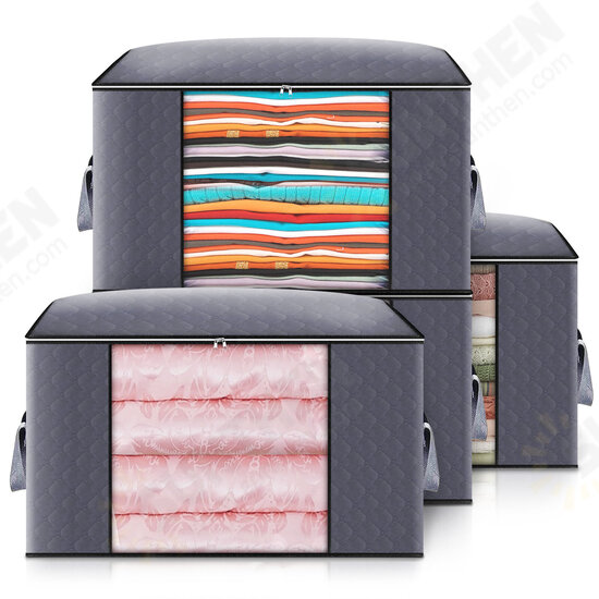 4 Pcs Clothes Storage Bags Ziped Underbed Wardrobe Closet Boxes Closet Organizer Home Outdoor Travel