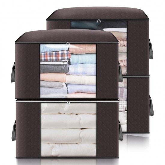 4 Pcs Clothes Storage Bags Ziped Underbed Wardrobe Closet Boxes Closet Organizer Home Outdoor Travel