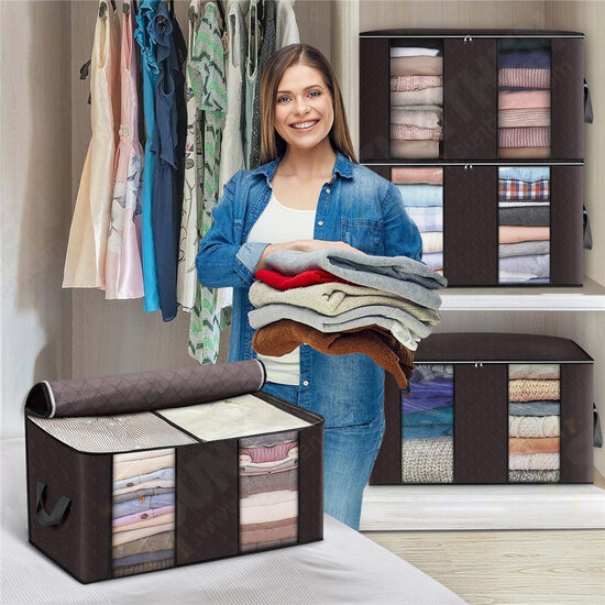 4 Pcs Clothes Storage Bags Ziped Underbed Wardrobe Closet Boxes Closet Organizer Home Outdoor Travel