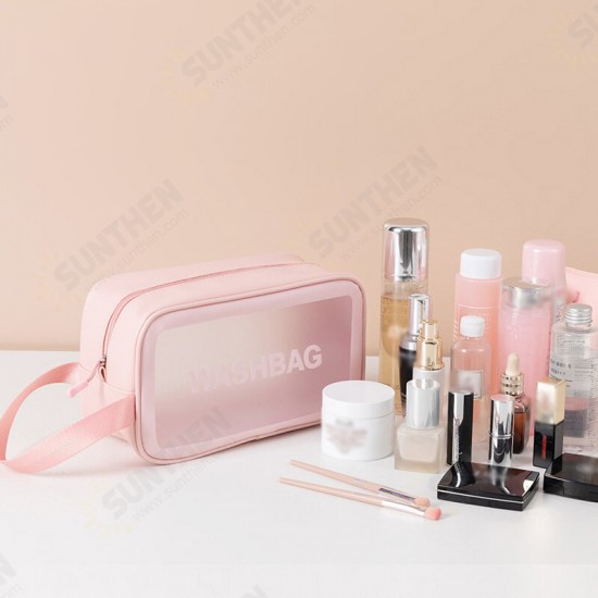 PU+PVC Make Up Bag Vanity Case Cosmetic Nail Art Toiletry Bags Transparent Wash Bag Handbag Outdoor Travel