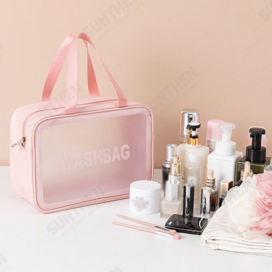 PU+PVC Make Up Bag Vanity Case Cosmetic Nail Art Toiletry Bags Transparent Wash Bag Handbag Outdoor Travel