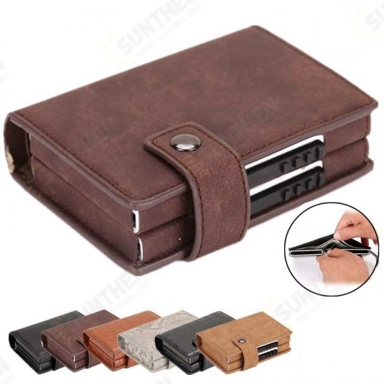 RFID Fashion Leather Card Holder Wallet Men Upgrade Double Box Money Bag