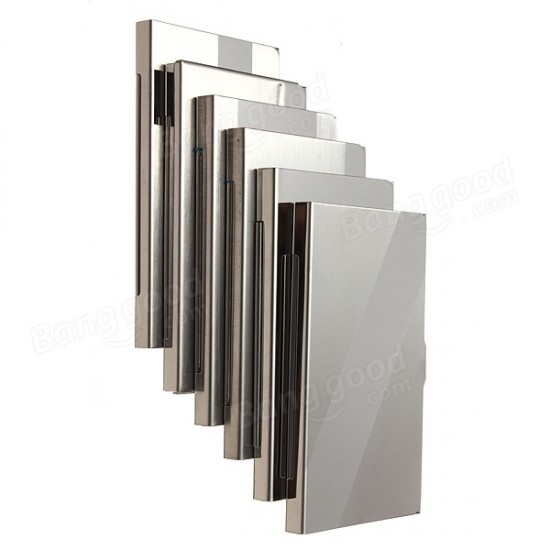 Stainless Steel Silver Aluminium Card Holder Case Box