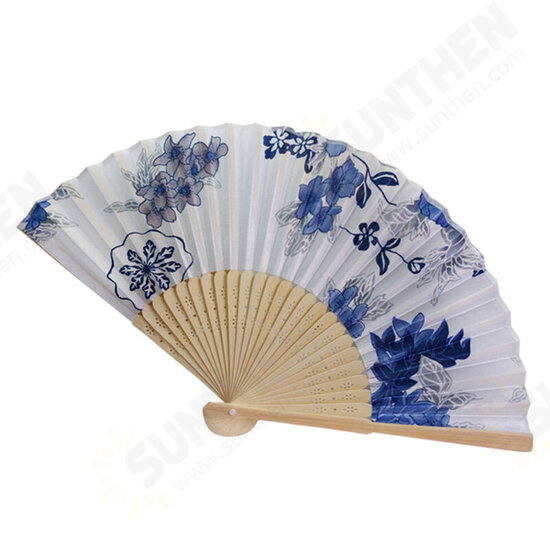 Summer Vintage Bamboo Folding Hand Held Flower Fan Chinese Dance Party Pocket Fans