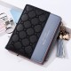 Women Men Leather Wallet Tassel Ladies Zipper Purse with Coin Pocket