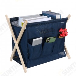 Wooden Foldable Large Capacity Desktop Storage Basket Portable Magazine Newspaper Rack With Side Pockets Wooden Foldable Large Capacity Desktop Storage Basket Portable Magazine Newspaper Rack With Side Pockets