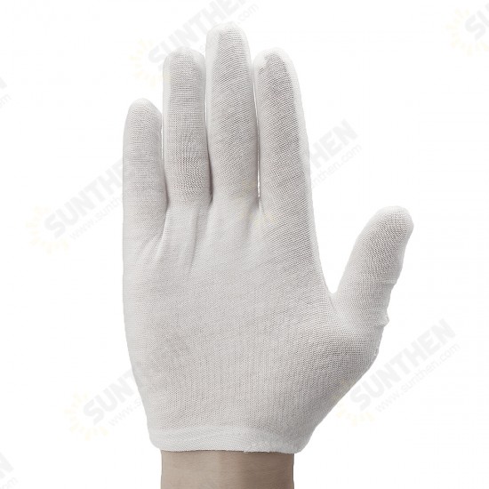 12 Pairs Disposable White Glove Soft Cotton Safety Oil-Resistant Camping Picnic BBQ