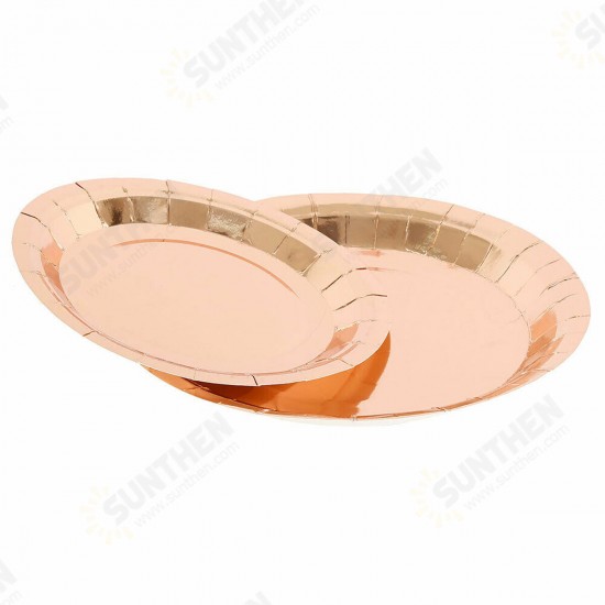 125pcs Party Disposable Tableware Set Festival Paper Cups Camping Fork Spoon Rose Gold Plates Straws Table