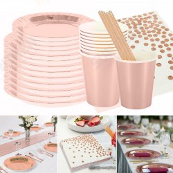 125pcs Party Disposable Tableware Set Festival Paper Cups Camping Fork Spoon Rose Gold Plates Straws Table 125pcs Party Disposable Tableware Set Festival Paper Cups Camping Fork Spoon Rose Gold Plates Straws Table