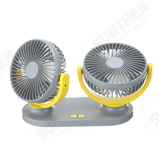 24V Mini Dual-Head Fan Car Van Home Silent Cooler Cooling Fan USB Rechargeable Outdoor Camping Travel