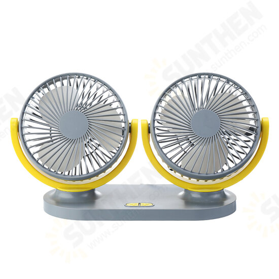 24V Mini Dual-Head Fan Car Van Home Silent Cooler Cooling Fan USB Rechargeable Outdoor Camping Travel