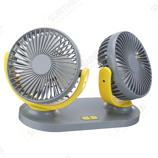 24V Mini Dual-Head Fan Car Van Home Silent Cooler Cooling Fan USB Rechargeable Outdoor Camping Travel