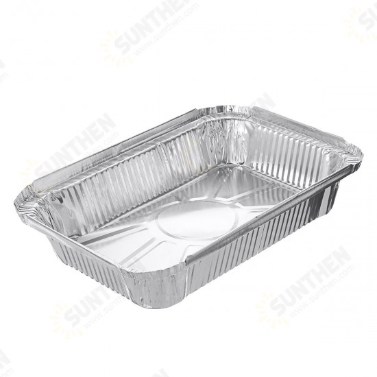 50PCS Aluminum Foil Trays BBQ Disposable BBQ Mat Food Container Baking Pan With Lids