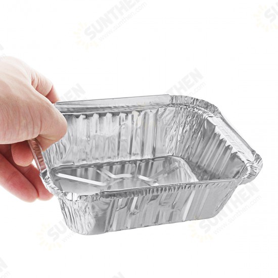 50PCS Aluminum Foil Trays BBQ Disposable BBQ Mat Food Container Baking Pan With Lids