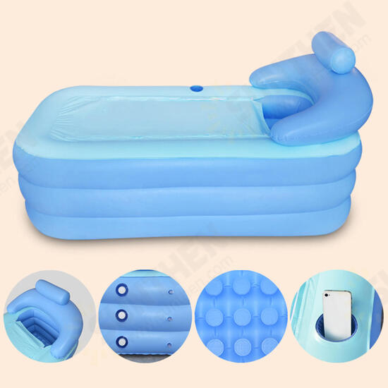 Foldable Inflatable Bathtub 160x84x64cm PVC Adult Bath Tub with Air Pump