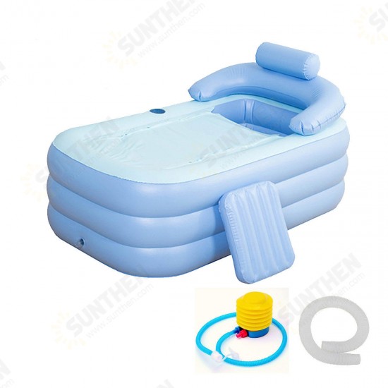 Foldable Inflatable Bathtub 160x84x64cm PVC Adult Bath Tub with Air Pump