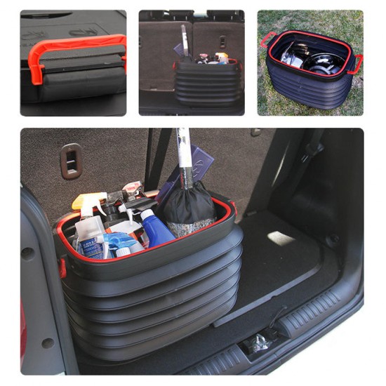 37L Car Folding Fishing Telescopic Bucket with Cover Outdoor Portable Storage Box Organizer