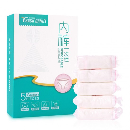 5Pcs/Set Pure Cotton Travel Portable Disposable Underwear Men Women