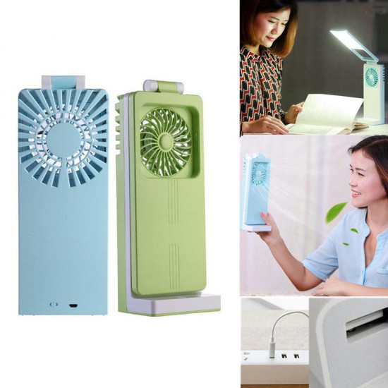 Portable 2 In 1 USB Fan Rechargeable Cooling Handheld Fan Foldable Reading Lamp Desktop Bedside Night Light